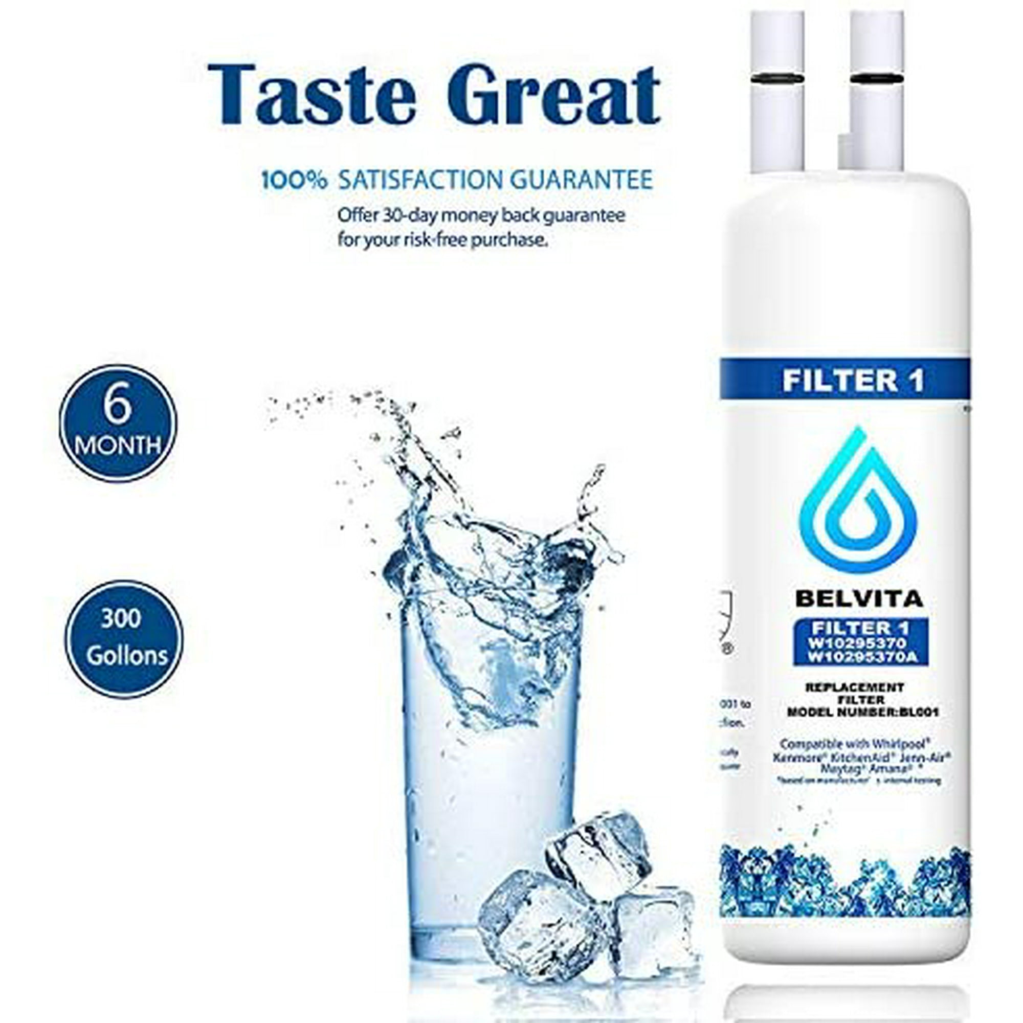 46-9930 Water Filter 2-Pack WATEN H2O W10295370 Water Filter Cap Replacement Compatible with EDR1RXD1 W10295370a Filter 1,Kenmore 46-9081